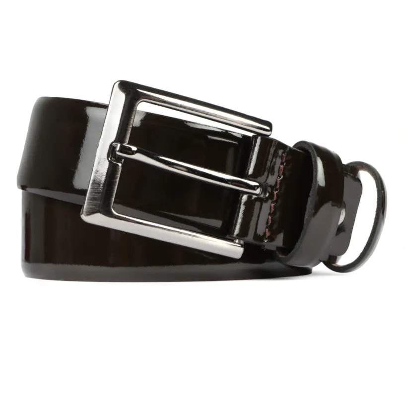 Patent Leather Belt Chocolate